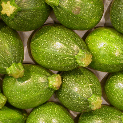 Courgettes rondes sur l'talage du march 