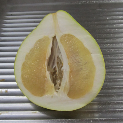 Pamplemousse ou Pomelo Chinois coup longitudinalement